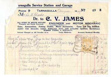 Business docket: Tarnagulla Service Station and Garage, 1949
