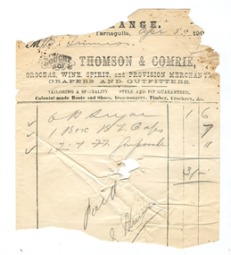 Business docket (partial): Thomson & Comrie, circa 1900