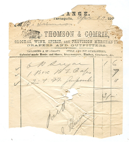 Business docket (partial): Thomson & Comrie, circa 1900