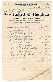 Business docket: Hallett & Hamling, Laanecoorie, 1948