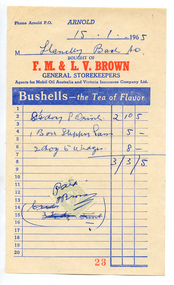 Business docket: F.M. & L.V. Brown, 1965