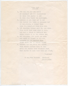 Poem 'The Oak', 12th February 1922