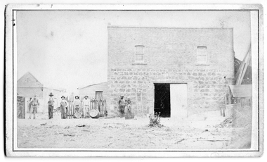 Photograph: Bluestone building (brewery?)  in Newbridge, Victoria
