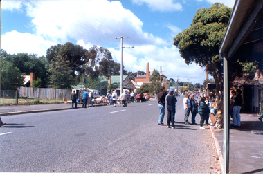 Photograph: View down Commercial Rd, Tarnagulla during a public event