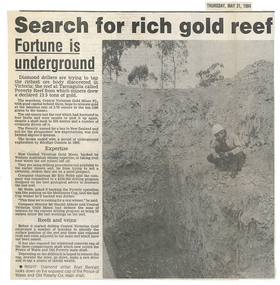Article: Search For Rich Gold Reef - Fortune Is Underground, May 31, 1984