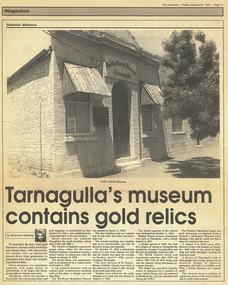 Article: Tarnagulla's Museum Contains Gold Relics, January 25, 1991