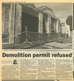 Article: Demolition Permit Refused, April 30, 1991