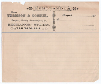 Thomson and Comrie Exchange Store Memorandum, 190??