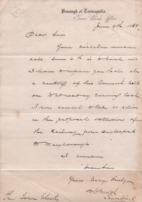 Letter from Borough of Tarnagulla, signed by H.C. Bristol, 1888