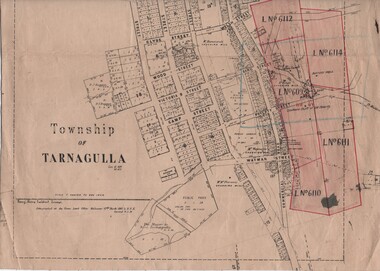 Linen-Backed Map of Tarnagulla Dated 1860 with Updates, Including Mining Leases