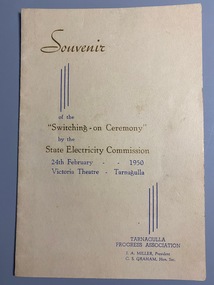 Souvenir of Switching On Ceremony, Tarnagulla, 1950