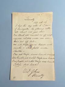 Sale Note for cattle, A.T. Johns of Llanelly to T. Ison, 1906
