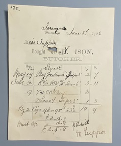 Invoice T. Ison to Miss Tupper, 1906