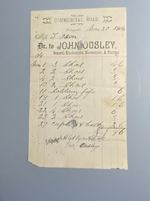 Invoice J. Ousley to T. Ison, blacksmithing, 1904