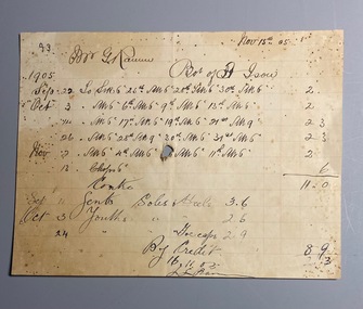 Invoice from George Ramm for goods supplied to T. Ison, 1905
