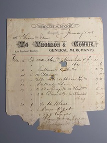 Monthly Account from Thomson and Comrie to Thomas Ison, 1908