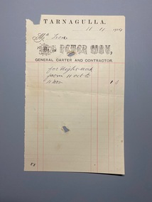 Invoice from Peter May to T. Ison for nightsoil collection, 1909