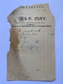 Invoice from Peter May to T. Ison for nightsoil collection, 1904
