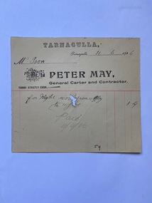 Invoice Peter May to T. Ison for nightsoil collection, 1906
