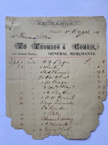 Invoice Thomson and Comrie to Thomas Ison for various goods.1909