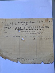 Invoice Alf. Wallis, Bendigo, to Thomas Ison for 20 Lambs, 1907