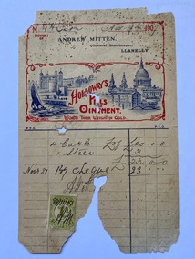 Invoice Andrew Mitten of Llanelly to Thomas Ison for Cattle, 1907