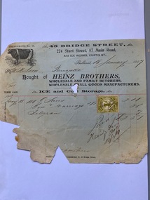 Invoice Heinz Brothers to T. Ison for goods, 1907