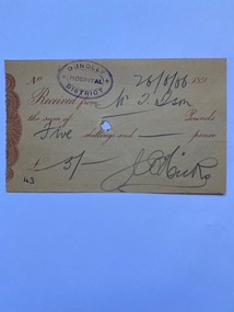 Receipt for Donation to the Dunolly Hospital from T. Ison, 1906