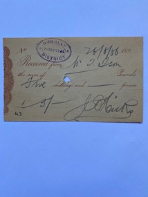 Receipt for Donation to the Dunolly Hospital from T. Ison, 1906