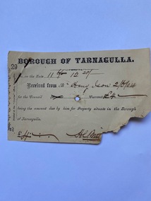 Invoice Borough of Tarnagulla Weighbridge Ticket to T. Ison, 1904