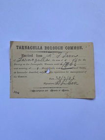 Receipt from Tarnagulla Borough Common for grazing fees to T. Ison, 1906