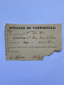 Receipt from Borough of Tarnagulla for Rates, to T. Ison, 1904