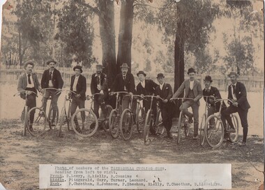 Photograph of Tarnagulla Cycling Club, c1900. Incorrectly captioned