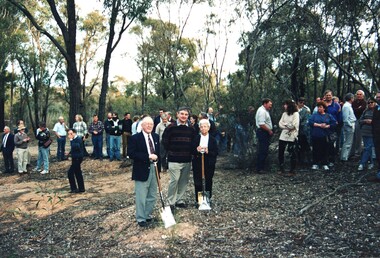 Panoramic photograph of turning the first sod, Reef Mining NL, 1996