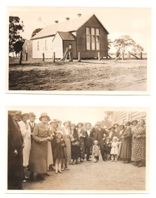 Two photographs of the opening of the Murphy's Creek Hall, 1934