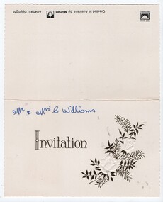 Invitation Tarnagulla Fire Brigade to Mr and Mrs C. Williams, 1982