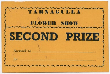 Second Prize Card: Tarnagulla Flower Show