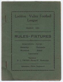 Rules and Fixtures, Loddon Valley Football Association, 1935