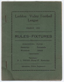 Rules and Fixtures, Loddon Valley Football Association, 1935