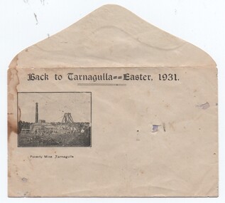 Envelope, Back to Tarnagulla, Easter 1931