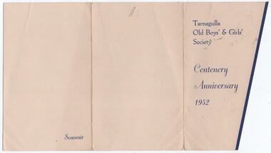 Souvenir Tarnagulla Old Boys. and Girls, Society, 1952