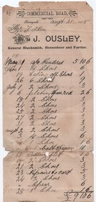 Invoice, John Ousley Blacksmith to Tom Ison, 1905