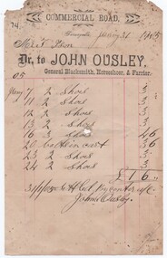 Invoice John Ousley to Tom Ison, 1905