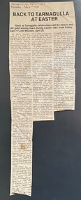 Newspaper clipping regarding Back to Taragulla 1981