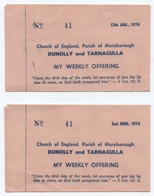 Weekly Offering Envelope, Church of England Tarnagulla, 1974