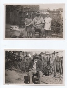 Photo of Lamprell Family Members at rear of 85 Commercial Road, Tarnagulla, c1939