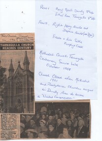Newspaper Clipping, Centenary of Methodism in Tarnagulla, 1958