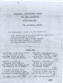 Order of Service, Tarnagulla Presbyterian Church 90th Anniversary, 1953