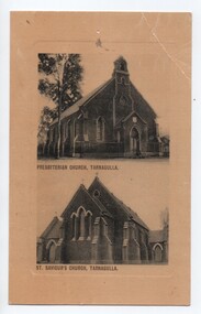 Postcard, Presbyterian Church and St Saviour's Church, Tarnagulla, c.1910
