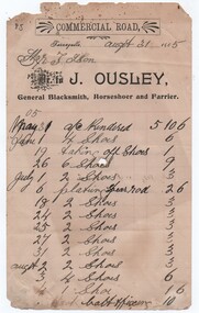 Statement of Account. J. Ousley to T. Ison, 1905